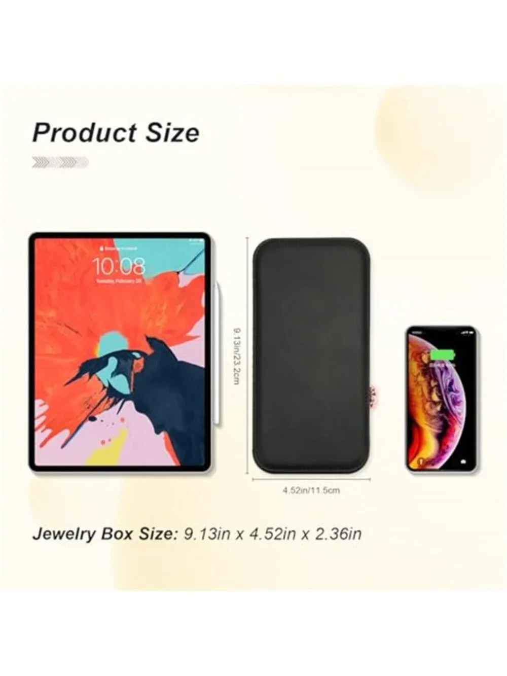 Travel Jewelry Case Organizer Portable Box Rings Earrings Necklaces Watch Black